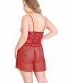Büyük Beden Kırmızı Kısa Tül Gecelik - SSSSSS5540-4199