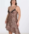 Premium Büyük Beden Saten Leopar Gecelik Bigsize - SSSSSS3858-4112