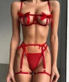 Özel Tasarım Kırmızı Kurdela Detaylı Jartiyerli Fantezi Sütyen String Takım? - SSSSSS4466-5