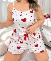 Büyük Beden Kalp Desen Pamuklu Şortlu Pijama Takımı - SSSSSS5876-6858