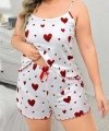 Büyük Beden Kalp Desen Pamuklu Şortlu Pijama Takımı - SSSSSS5876-6858