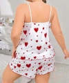 Büyük Beden Kalp Desen Pamuklu Şortlu Pijama Takımı - SSSSSS5876-6858