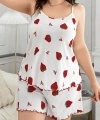 Büyük Beden Çilek Desen Pamuklu Şortlu Pijama Takımı - SSSSSS1970-6864