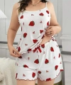 Büyük Beden Çilek Desen Pamuklu Şortlu Pijama Takımı - SSSSSS1970-6864