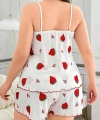 Büyük Beden Çilek Desen Pamuklu Şortlu Pijama Takımı - SSSSSS1970-6864