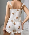 Pamuklu Ayıcık Desen Fırfırlı Askılı Şortlu Pijama Takımı - SSSSSS4909-8999