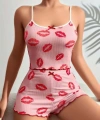 Pamuklu Kiss Öpücük Desen Pembe Şortlu Pijama Takımı - SSSSSS2796-6258