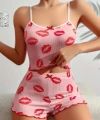 Pamuklu Kiss Öpücük Desen Pembe Şortlu Pijama Takımı - SSSSSS2796-6258