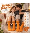 Mıknatıslı El Ele Unisex Tutuşan Sevimli Çorap 36-44 | Çift Hediyesi, Pamuklu Renkli Crew Model