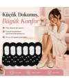 Kadın Kalp Desenli Görünmez Babet Çorap 12li | Pamuklu Kaymaz Topuk, Siyah Beyaz Karışık