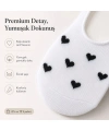 Kadın Kalp Desenli Görünmez Babet Çorap 12li | Pamuklu Kaymaz Topuk, Siyah Beyaz Karışık