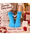Mıknatıslı El Ele 2li Unisex Tutuşan Sevimli Çorap 36-44 | Çift Hediyesi, Pamuklu Renkli Crew Model