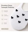 Kadın Kalp Desenli Görünmez Babet Çorap 6lı | Pamuklu Kaymaz Topuk, Siyah Beyaz Karışık