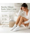 Kadın Bambu Uzun Çorap 12’li Paket, Dikişsiz Burunlu Yumuşak Dokulu Siyah Beyaz Gri