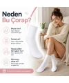 Kadın Bambu Uzun Çorap 12’li Paket, Dikişsiz Burunlu Yumuşak Dokulu Siyah Beyaz Gri