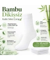 Kadın Bambu Uzun Çorap 12’li Paket, Dikişsiz Burunlu Yumuşak Dokulu Siyah Beyaz Gri