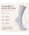 Kadın 3lü Uyku Çorabı 37-41 | Yumuşak Fitilli Sıkmayan Esnek Uzun Soket Ev Çorabı Gri Bej