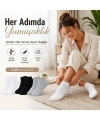 Kadın Bambu Patik Çorap 6lı | Nefes Alan Nem Emici Yumuşak, Siyah Beyaz Gri