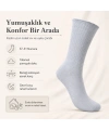 Kadın Uyku Çorabı 37-41 | Yumuşak Fitilli Sıkmayan Esnek Uzun Soket Ev Çorabı Gri Bej