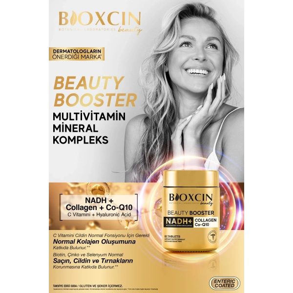 Beauty Booster 60 Tablet - Kolajen Nicotinamide CoQ10 Glutatyon  Astaksantin Resveratrol Hya Asit.