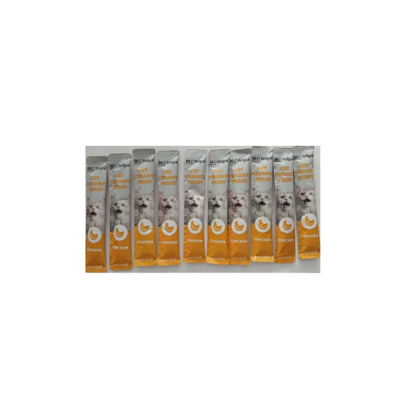 KREM KEDİ ÖDÜL MAMASI TAVUK ÇEŞİTLERİ 15 GR 10 AD.