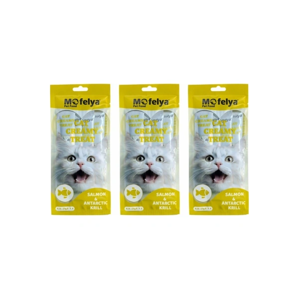 KEDİ ÖDÜL KREMA SOMON & ANTARTİKA KRİLLİ 15g 4 lü paket x3 adet