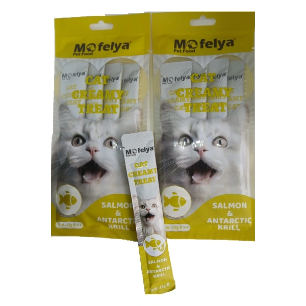 KEDİ ÖDÜL KREMA SOMON & ANTARTİKA KRİLLİ 15g 4 lü paket x2 adet