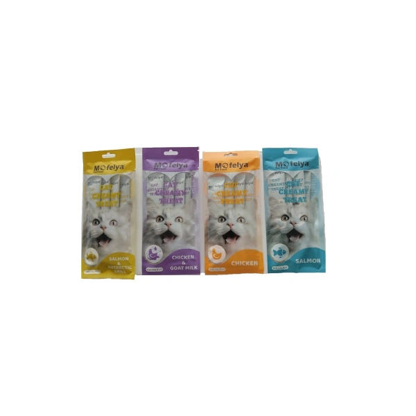KREM KEDİ ÖDÜL MAMASI TAVUK VE SOMON ÇEŞİTLERİ 15 GR KARIŞIK TATLAR 4 LÜ PAKET X4