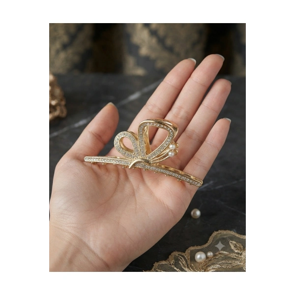 Gold zirkon taşlı metal mandal toka