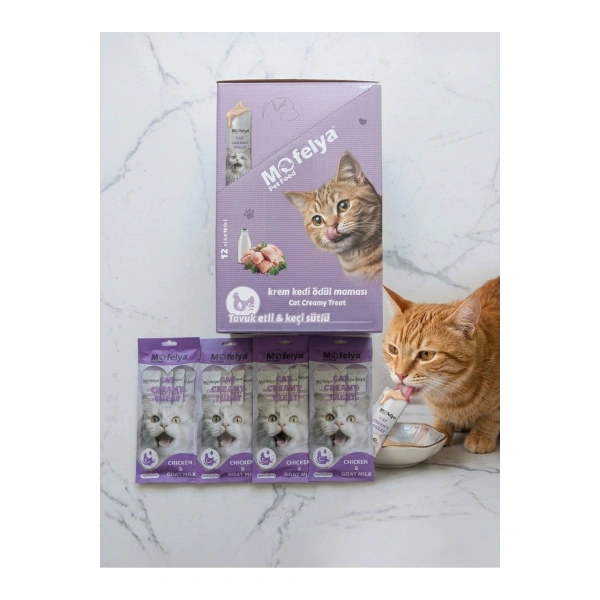 Krem Kedi Ödül Maması Tavuk & Keçi Sütü Aromalı 12*4lü Paket Toplam 48 Ad.