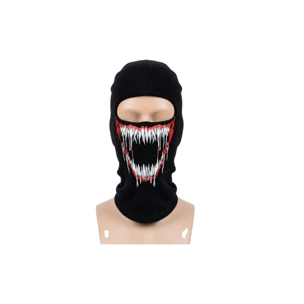 Unisex Canavar Diş Baskılı Balaklava 1 Adet Tek Beden Viskoz Kask İçi Motosiklet Maskesi