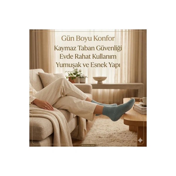 Kaymaz Tabanlı Yoga Pilates 4’lü Çorap, Silikon Tabanlı Esnek Nefes Alan Ev ve Spor Çorabı