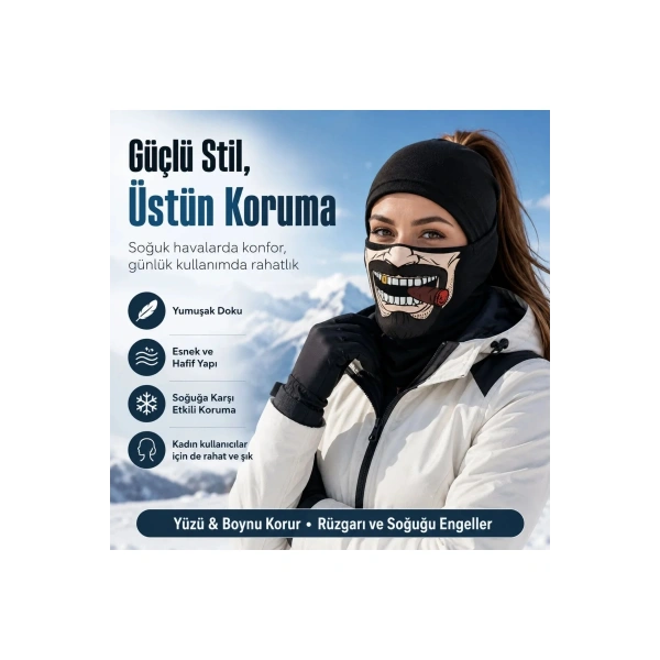 Unisex Bıyık Puro Baskılı Balaklava 1 Adet Tek Beden Viskoz Kask İçi Motosiklet Maskesi