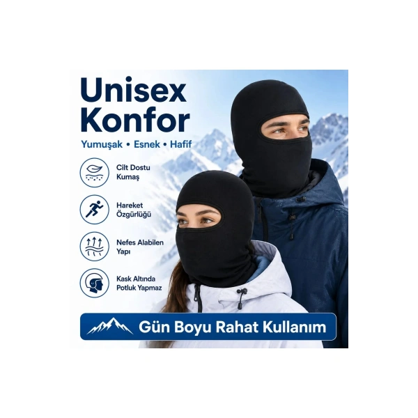 Unisex Siyah Balaklava Tek Beden | Viskoz Kask İçi Motosiklet Outdoor Maske