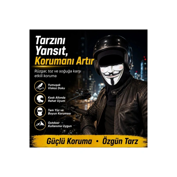 Unisex Baskılı Balaklava 1 Adet Tek Beden Viskoz Kask İçi Motosiklet Maskesi