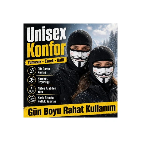Unisex Baskılı Balaklava 1 Adet Tek Beden Viskoz Kask İçi Motosiklet Maskesi