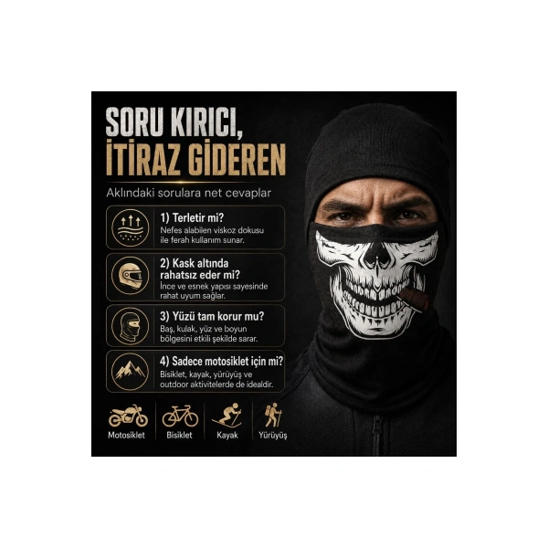 Unisex Kuru Kafa Puro Baskılı Balaklava 1 Adet Tek Beden Viskoz Kask İçi Outdoor Maske