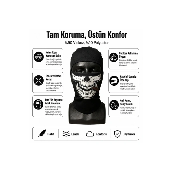 Unisex Kuru Kafa Puro Baskılı Balaklava 1 Adet Tek Beden Viskoz Kask İçi Outdoor Maske