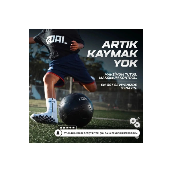 Kaydırmaz Futbol Çorabı Beyaz | Bilek Destekli, Denge ve Tutuş Sunan Spor Çorabı