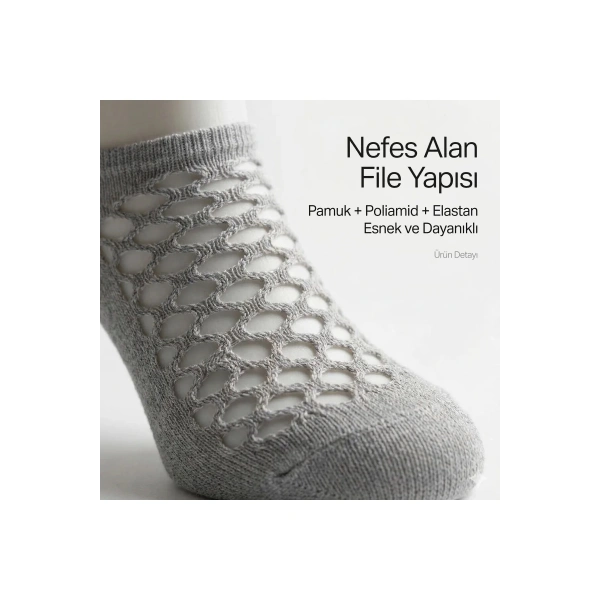 Kadın Fileli Babet Çorap 5’li Set – Nefes Alan, Görünmez, Esnek ve İnce Yazlık Çorap