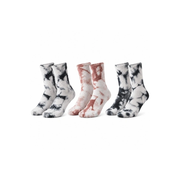 Unisex Batik Desenli Çorap 3lü Set Pamuklu Uzun Soket Günlük Spor Nefes Alan Dikişsiz