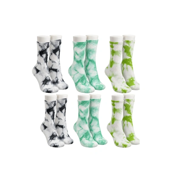 Unisex Batik Desenli Çorap 6lı Set Renkli Pamuklu Uzun Soket Dikişsiz Nefes Alan Günlük Spor Çorabı
