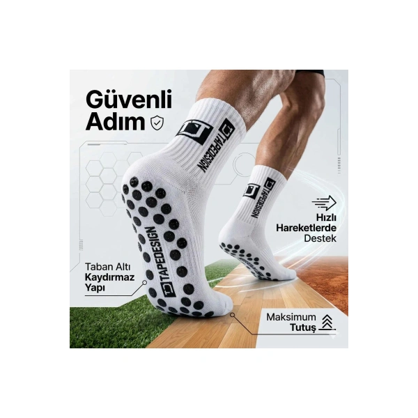 Erkek Kaydırmaz Futbol Basketbol Tenis Spor Çorap | Beyaz Kaymaz Tabanlı Dikişsiz Parfümlü