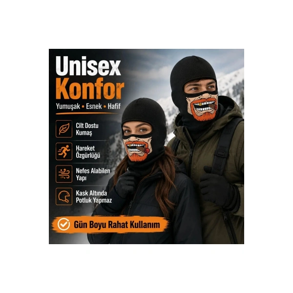 Unisex Sakallı Puro Baskılı Balaklava 1 Adet Tek Beden Viskoz Kask İçi Outdoor Maske