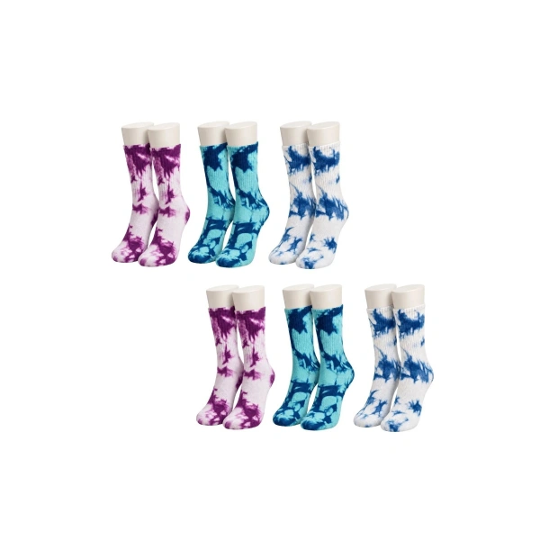 Unisex Batik Desenli Çorap 6Lı Set Pamuklu Renkli Uzun Soket Dikişsiz Nefes Alan Spor Çorabı Günlük