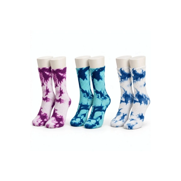 Unisex Batik Desenli Çorap 3lü Set Pamuklu Renkli Uzun Soket Dikişsiz Nefes Alan Spor Çorabı Günlük