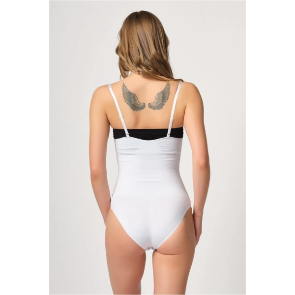 Beyaz Göğsü Açık Agraflı Body Korse - SSSSSS7551-3792