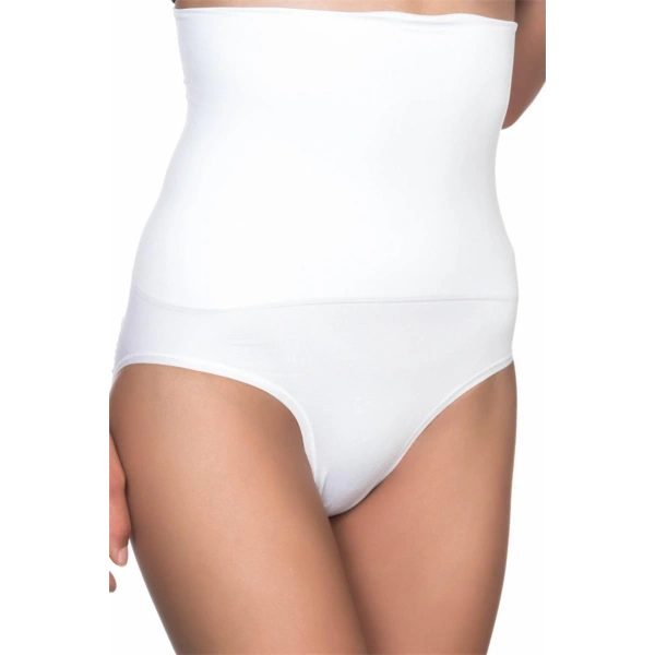 Beyaz Yüksek Bel Double Slip Korse - SSSSSS4130-8403