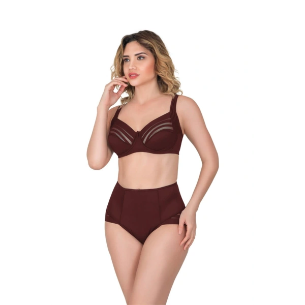Bordo Yan Destekli Toparlayıcı Balenli Sütyen - SSSSSS6467-2204