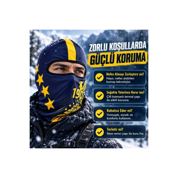 Taraftar Maskesi Kışlık Unisex Termal Balaklava Boyunluk Nefes Alabilen Rüzgara Dayanıklı